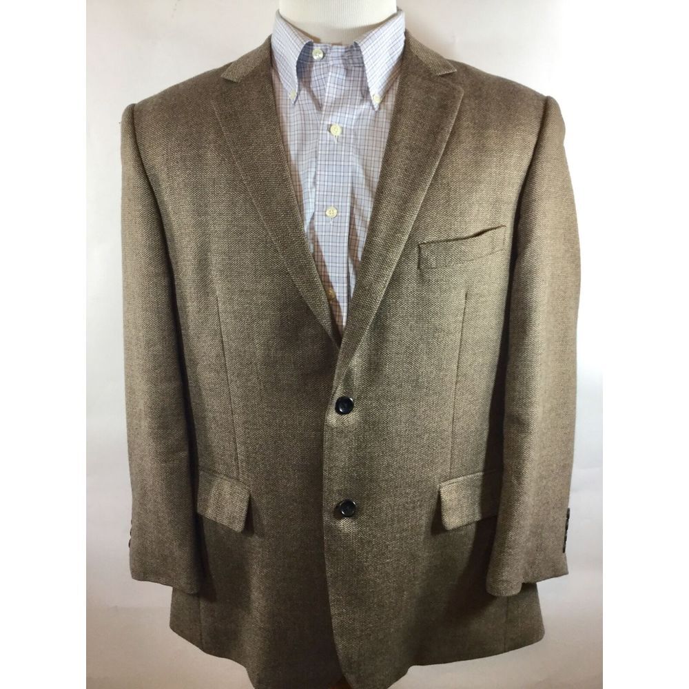 PRONTO UOMO couture 100% Lambswool Two Button Blazer Size 46 L‎ brown beige Mens